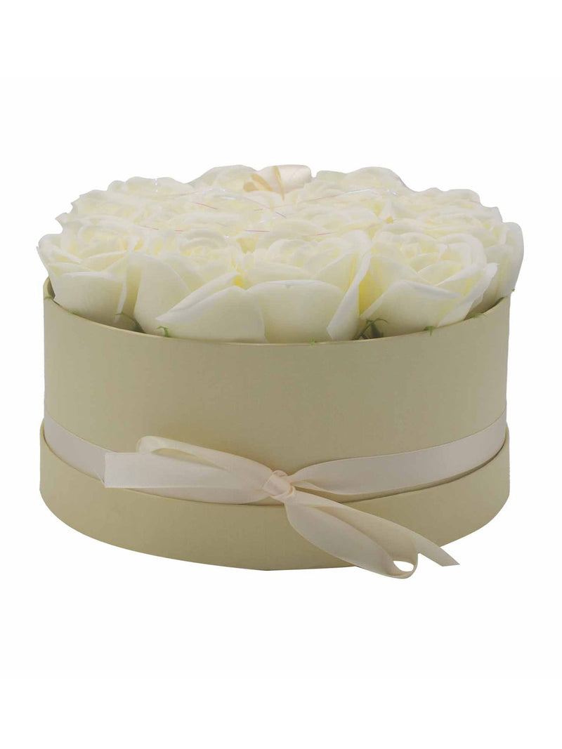 Grand Coffret Cadeau Rond 14 Roses de Savon Crèmes