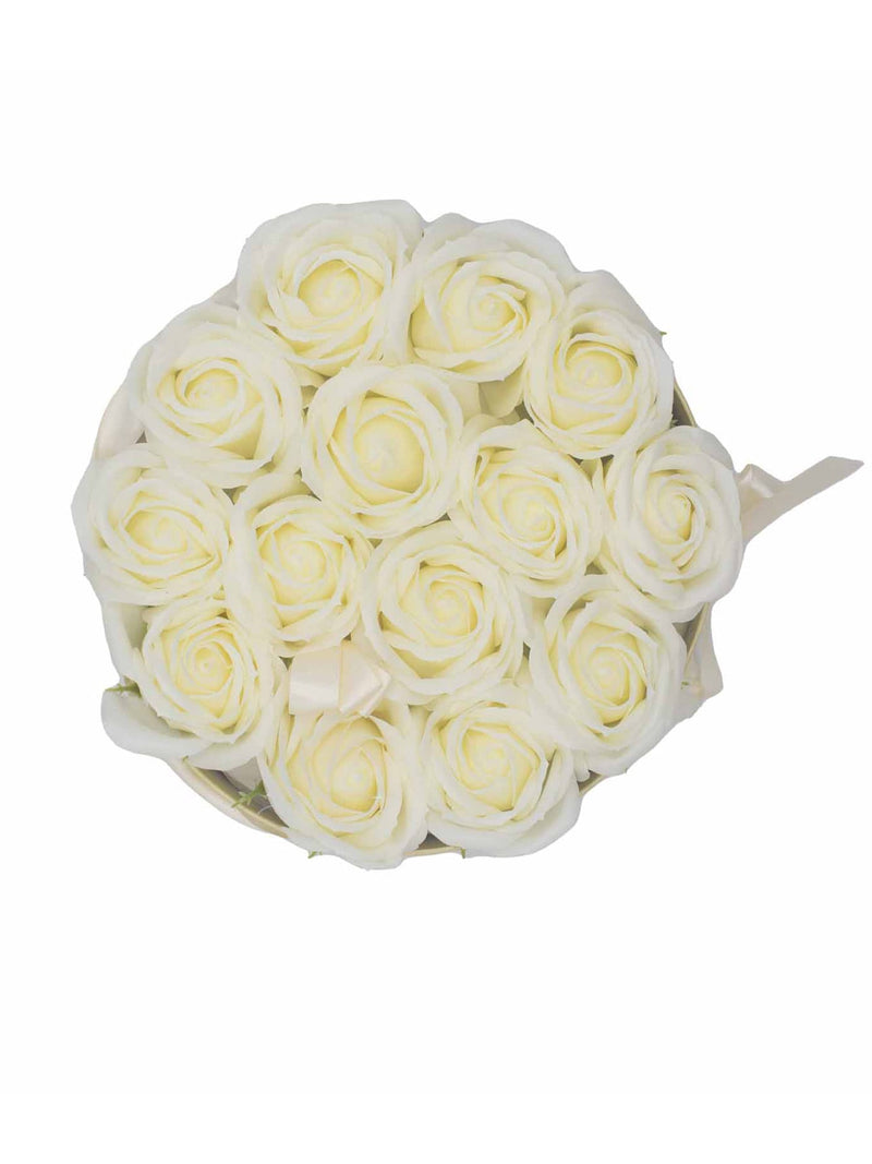 Grand Coffret Cadeau Rond 14 Roses de Savon Crèmes