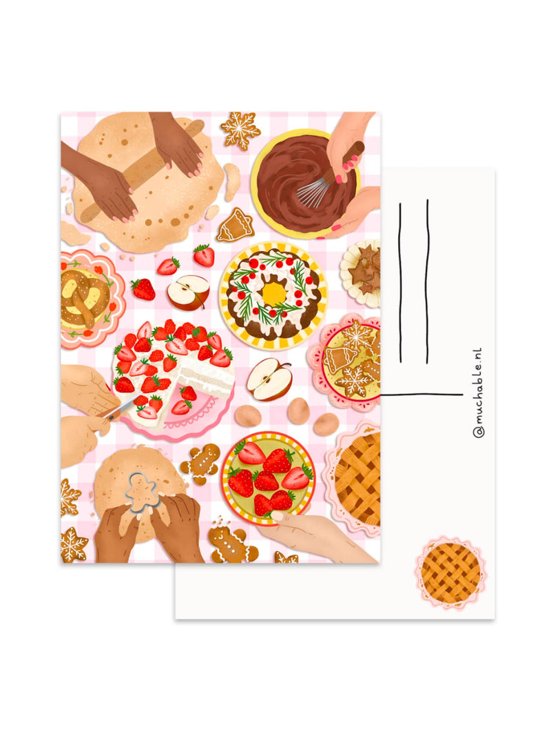 Carte Illustrée Préparation Gourmandises de Noël