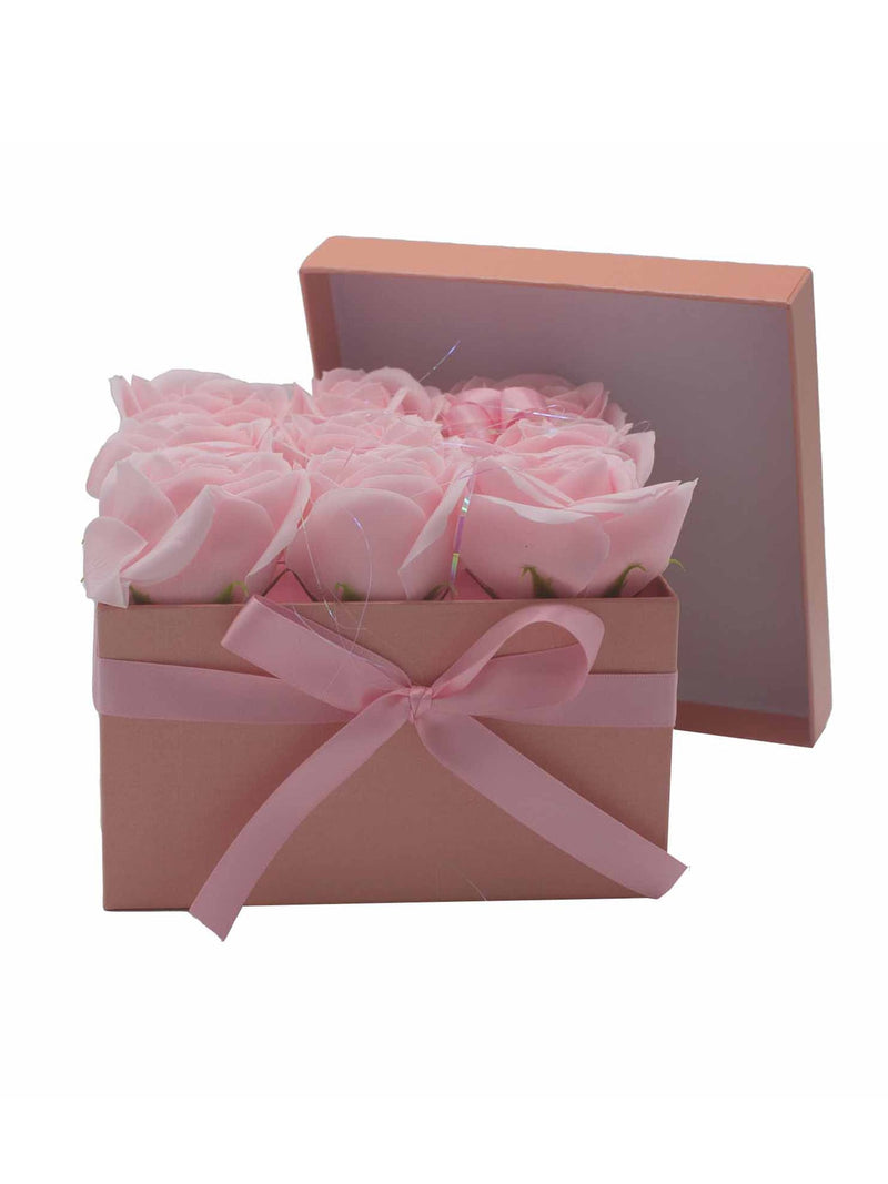 Coffret Cadeau Carré 9 Roses de Savon Roses
