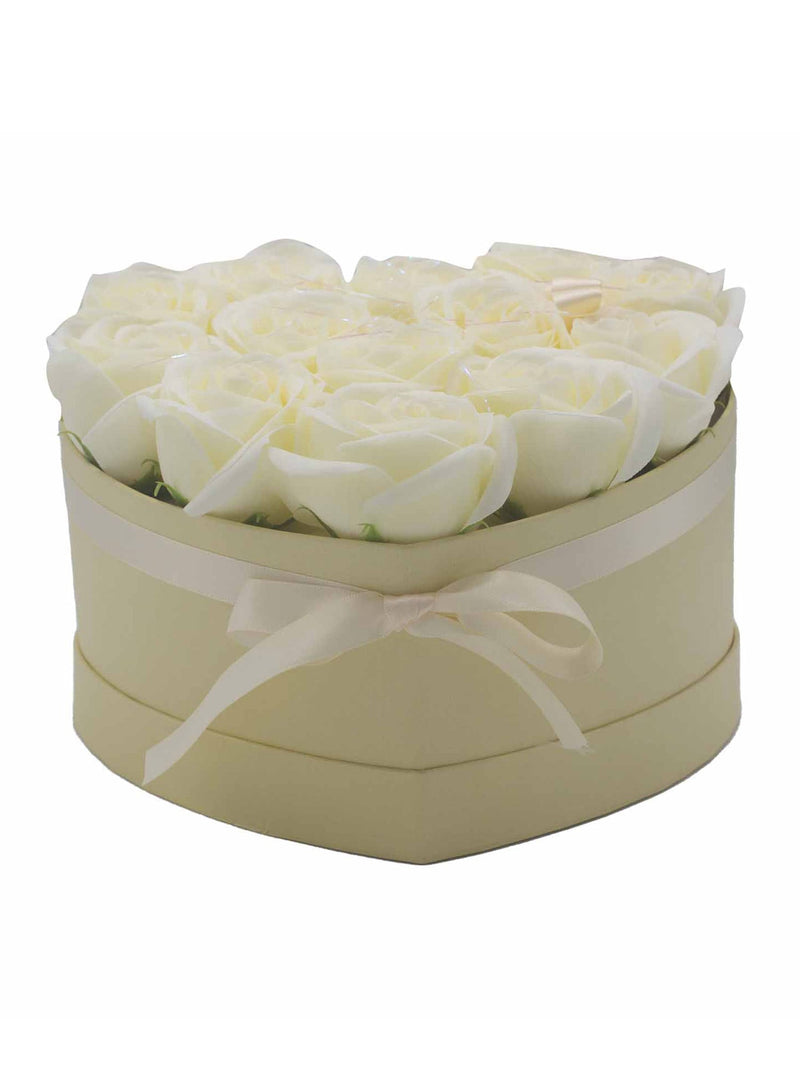 Grand Coffret Cadeau Coeur 13 Roses de Savon Crèmes