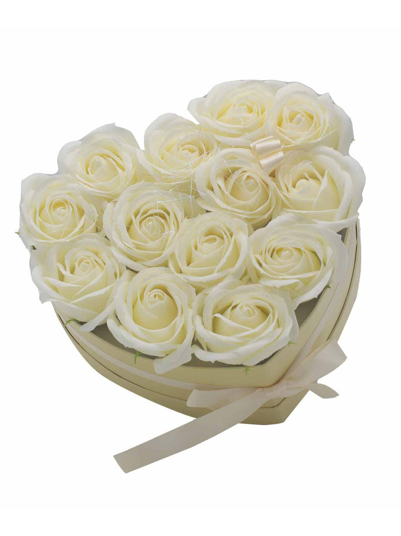 Grand Coffret Cadeau Coeur 13 Roses de Savon Crèmes