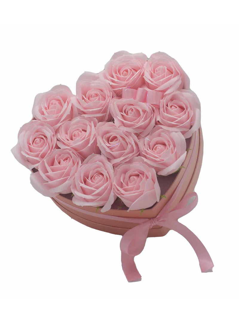 Grand Coffret Cadeau Coeur 13 Roses de Savon Roses