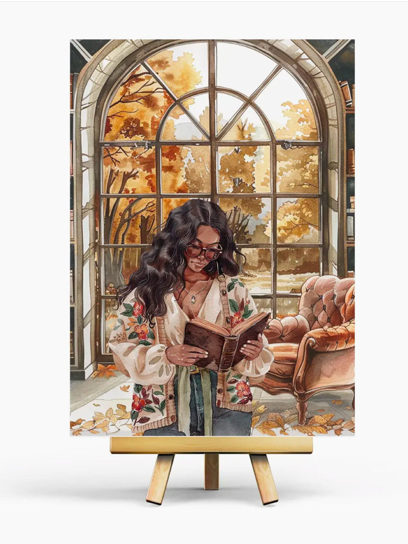 Carte Illustrée Bibliothèque Cosy