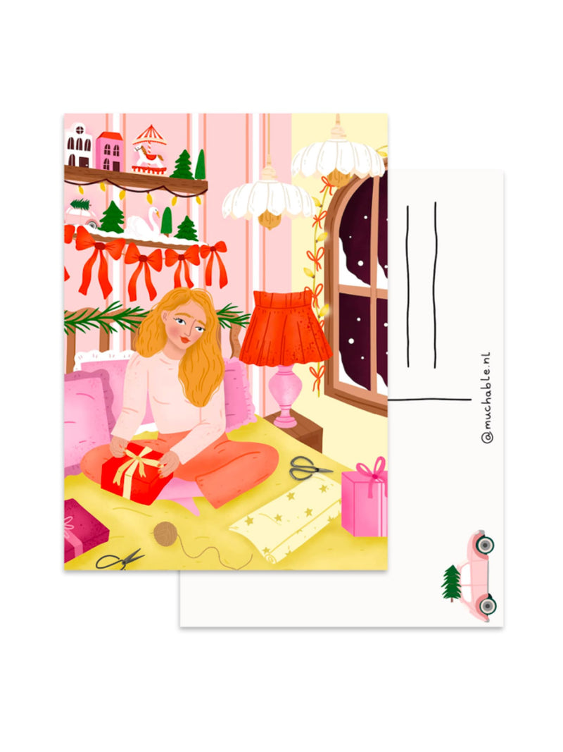 Carte Illustrée Confection Cadeaux de Noël