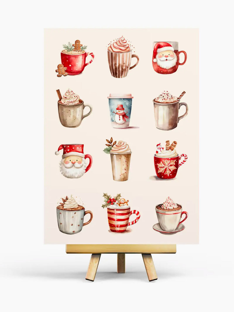 Carte Illustrée Mugs de Noël