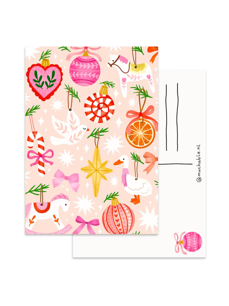 Carte Illustrée Ornements de Noël