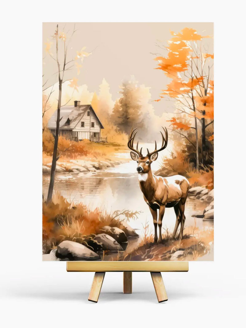Carte Illustrée Renne en Automne