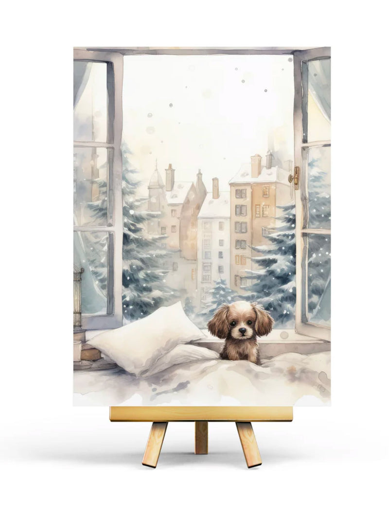 Carte Illustrée Winter Puppy