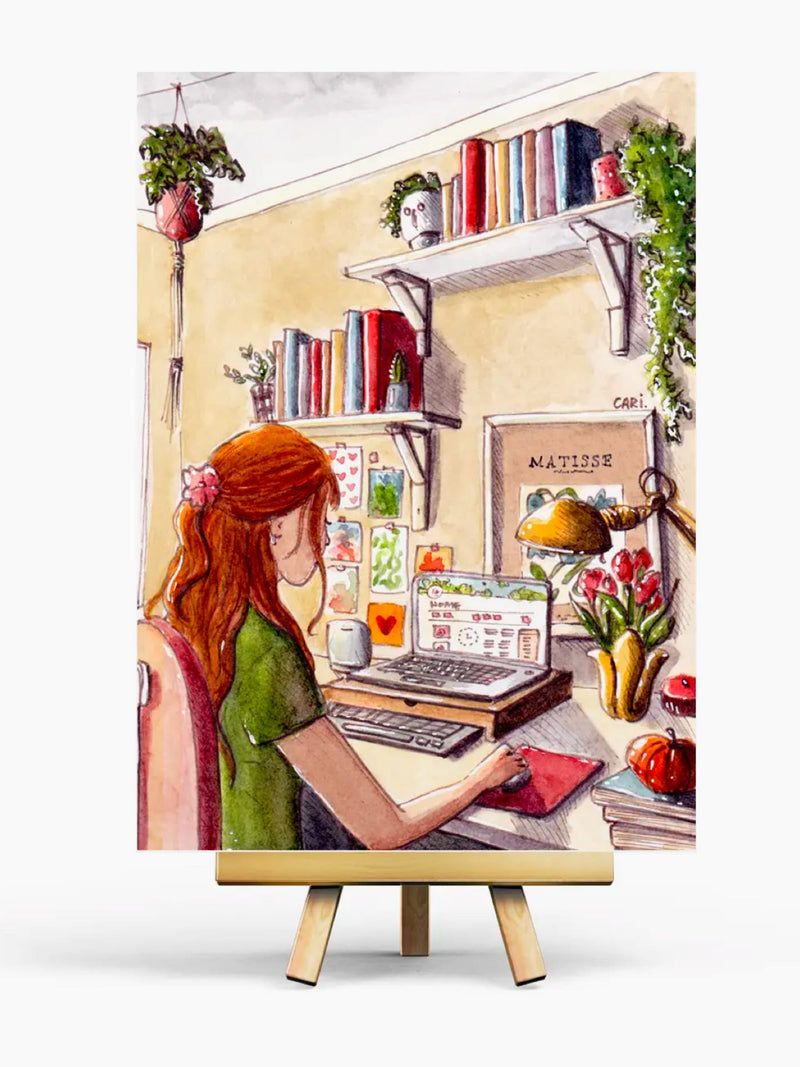 Carte Illustrée Working Time