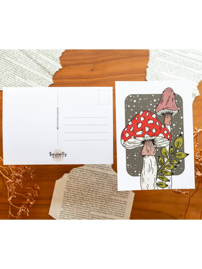 Lot de 2 Cartes Illustrées Champignons