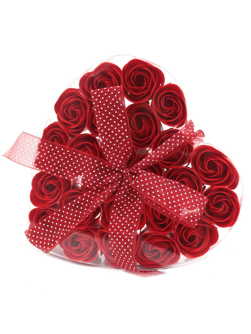 Coeur de 24 Roses de Savon Rouges