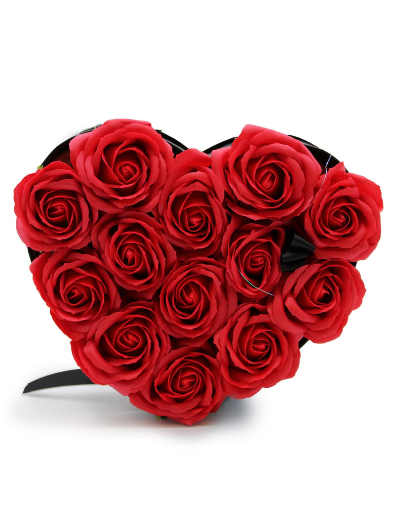 Grand Coffret Cadeau Coeur 13 Roses de Savon Rouges