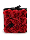 Coffret Cadeau Carré 9 Roses de Savon Rouges