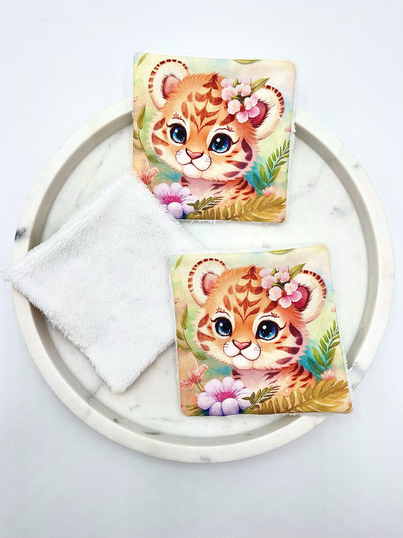 Coton / Lingette Lavable Lionceau Fleurs