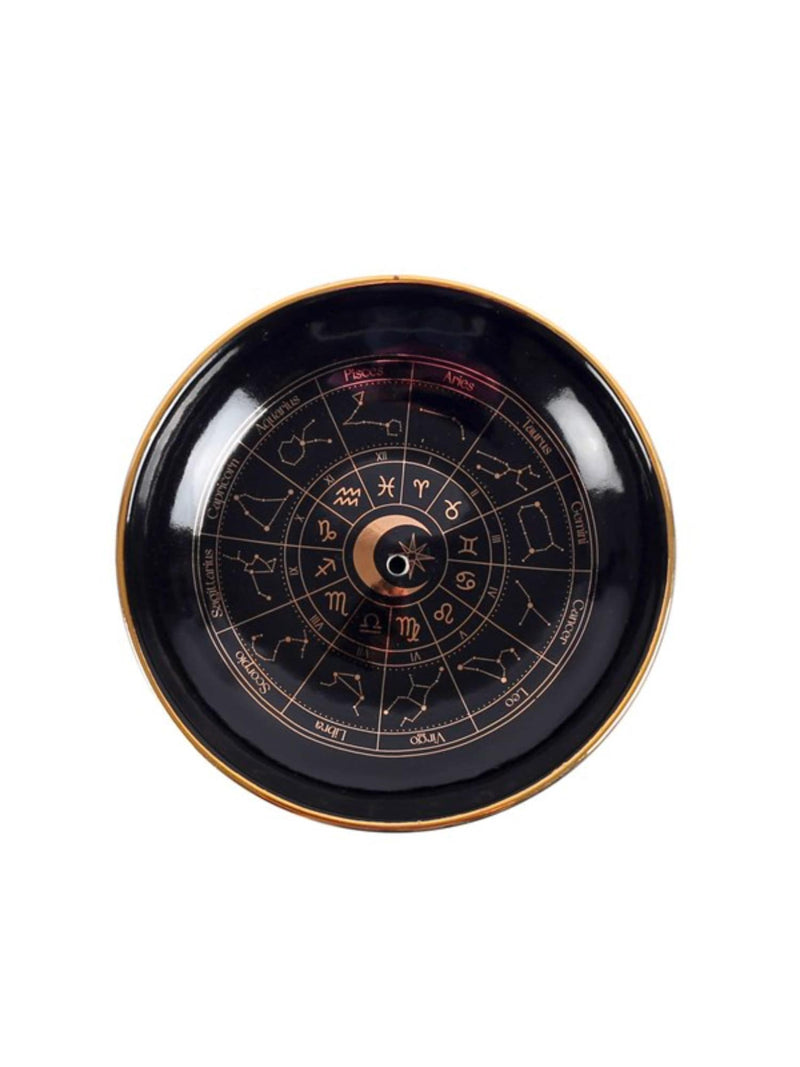 Porte-Encens Roue Astrologique – Noir & Doré