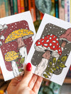 Lot de 2 Cartes Illustrées Champignons