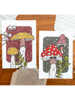 Lot de 2 Cartes Illustrées Champignons