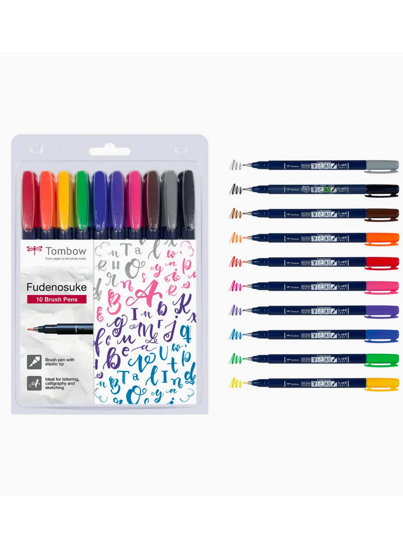 Étui 10 Stylos Feutres Pinceaux Fudenosuke – Tombow