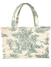 Grand Sac Rembourré en Toile de Jouy Verte