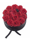 Grand Coffret Cadeau Rond 14 Roses de Savon Rouges