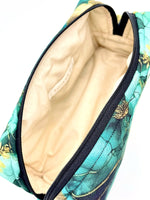 Grande Trousse Rembourrée Fleurs Vertes & Dorées