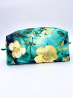 Grande Trousse Rembourrée Fleurs Vertes & Dorées
