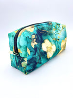 Grande Trousse Rembourrée Fleurs Vertes & Dorées