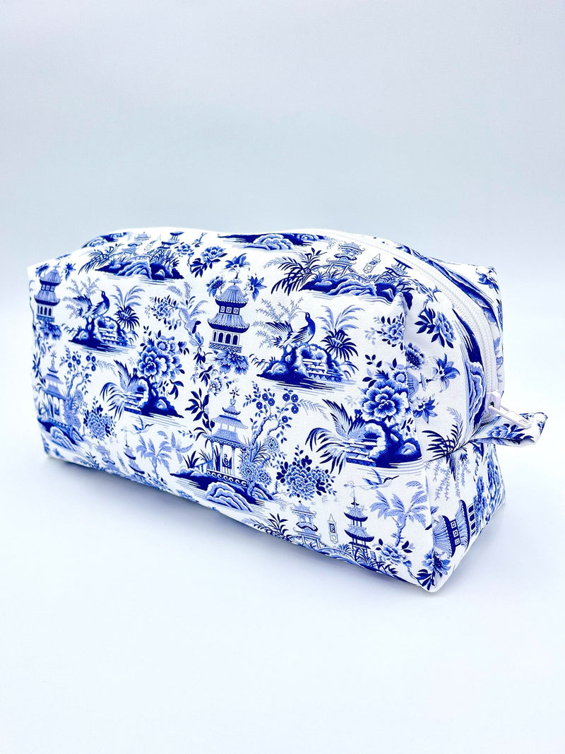 Grande Trousse Rembourrée Paysage Asiatique Bleu