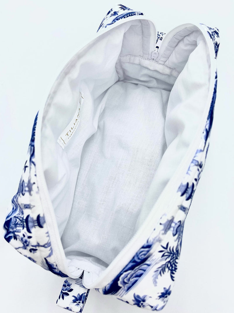 Grande Trousse Rembourrée Paysage Asiatique Bleu