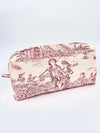 Grande Trousse Rembourrée en Toile de Jouy Rose