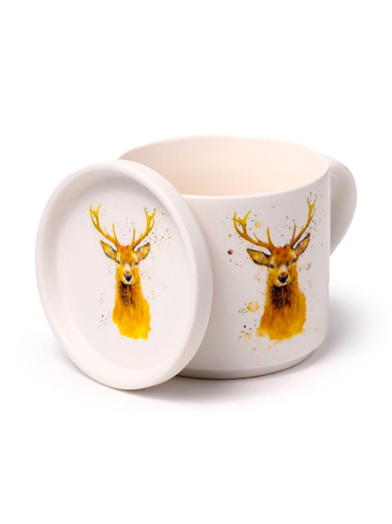 Ensemble Mug Porcelaine & Dessous de Tasse – Cerf des Highlands de Jan Pashley