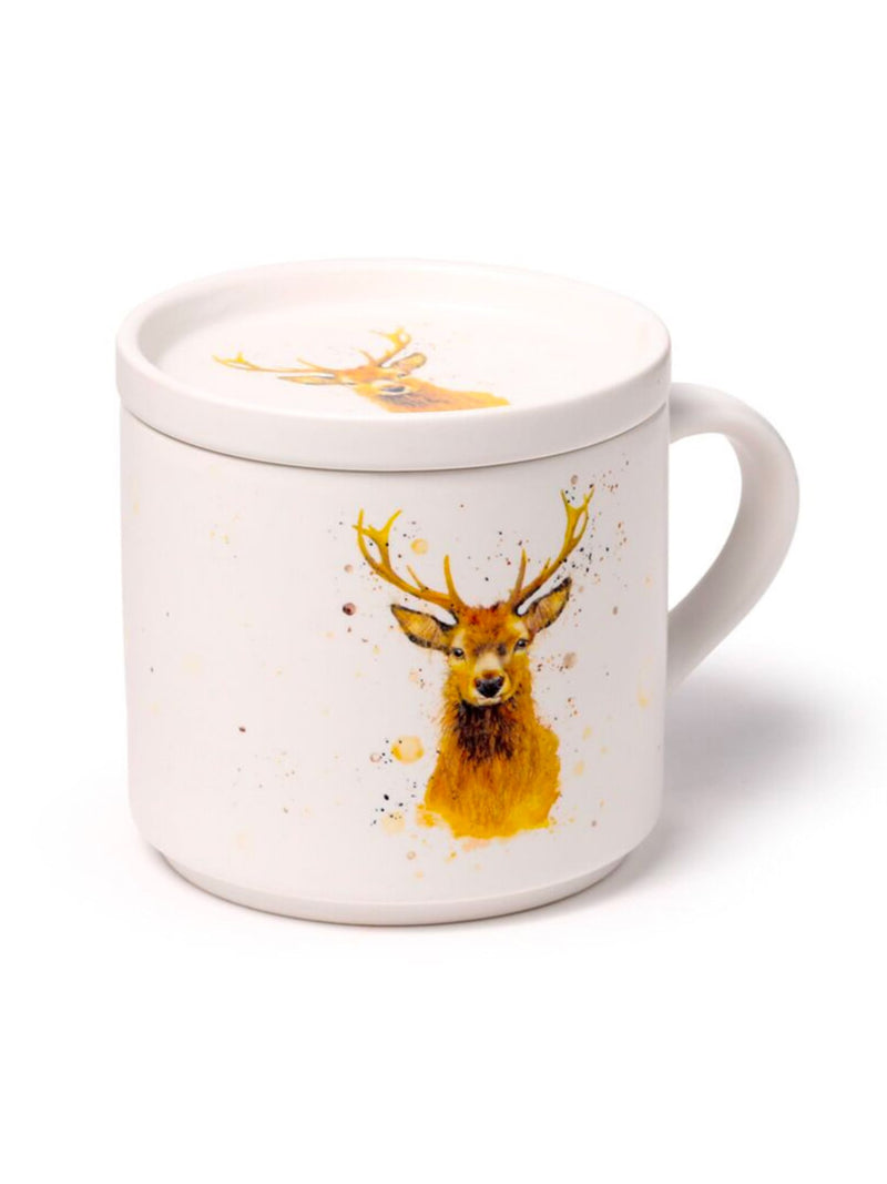 Ensemble Mug Porcelaine & Dessous de Tasse – Cerf des Highlands de Jan Pashley