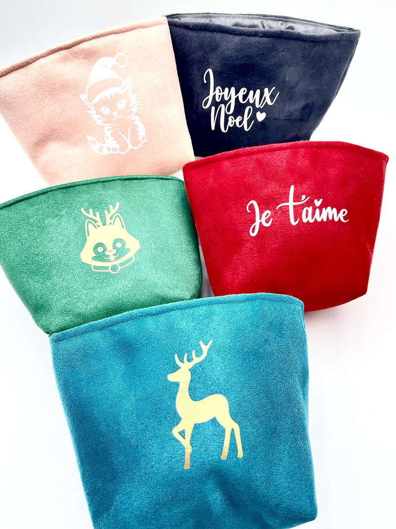 Panier de Noël en Alcantara et Satin