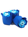 Petit Coeur de 3 Roses de Savon Bleues