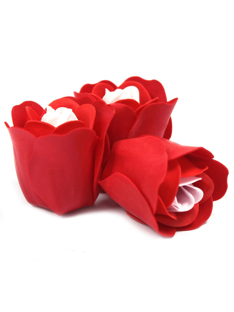 Petit Coeur de 3 Roses de Savon Rouges