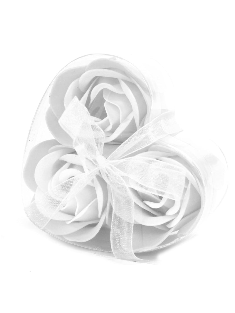 Petit Coeur de 3 Roses de Savon Blanches