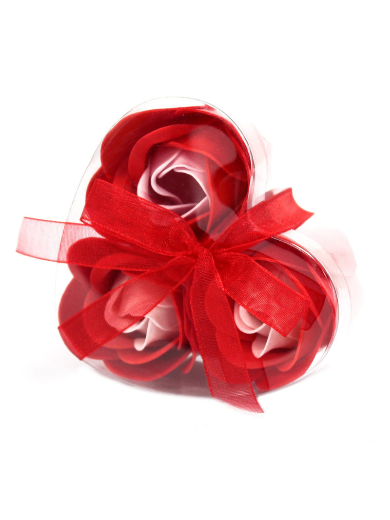 Petit Coeur de 3 Roses de Savon Rouges