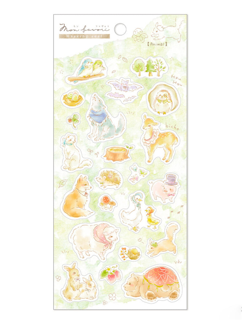 Planche de Stickers Washi Japonais Animal - Mon Favori