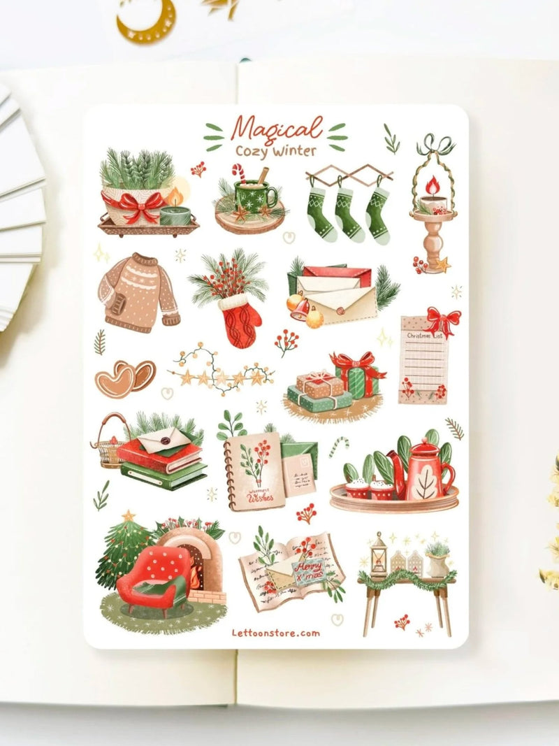 Planche de Stickers Semi-Transparents Magical Cozy Winter