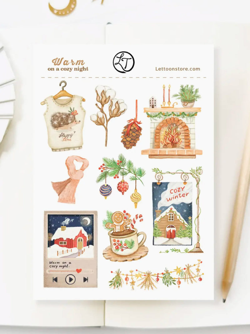 Planche de Stickers Warm on a Cozy Night