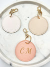 Porte-clés / Bijou de sac Rond Simili Cuir Saffiano Personnalisé