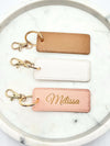 Porte-clés / Bijou de sac Rectangulaire Simili Cuir Saffiano Personnalisé