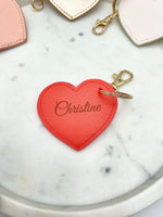 Porte-clés / Bijou de sac Coeur Simili Cuir Saffiano Personnalisé  Personne en Or