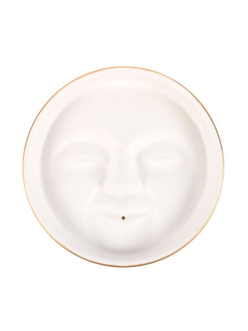 Porte-Encens Visage de Lune – Blanc & Doré