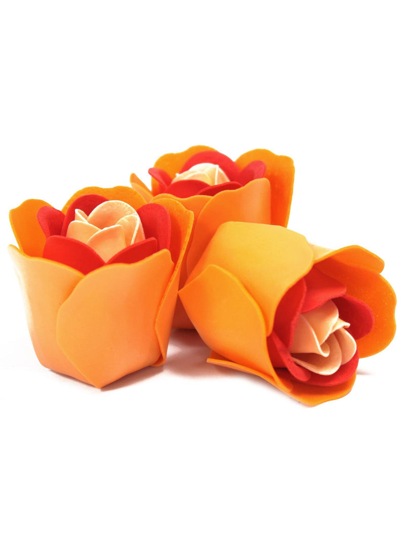 Petit Coeur de 3 Roses de Savon Oranges