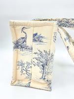 Sac de Taille Moyenne Rembourré en Toile de Jouy Bleue