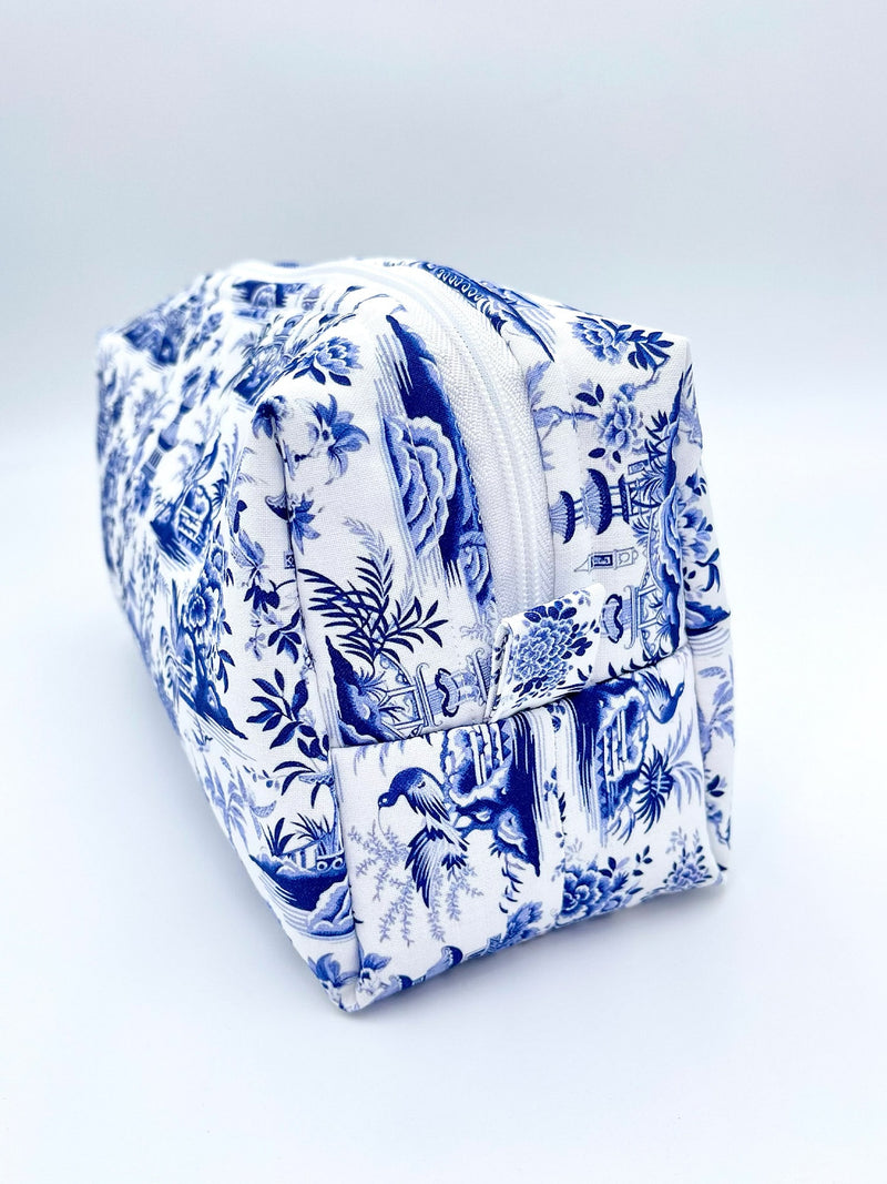 Grande Trousse Rembourrée Paysage Asiatique Bleu