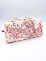 Grande Trousse Rembourrée en Toile de Jouy Rose